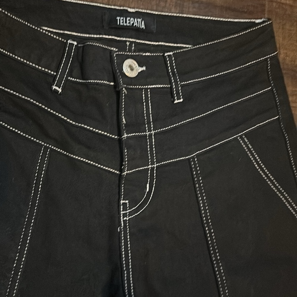 Telepathia Black Cargo Jeans No Size Tag Waist 30” - Picture 3 of 5